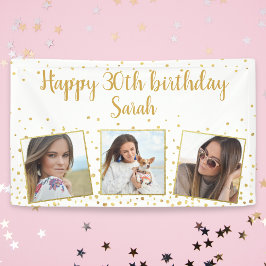 Happy Birthday Gold Glitter Photos Any Year Custom Banner