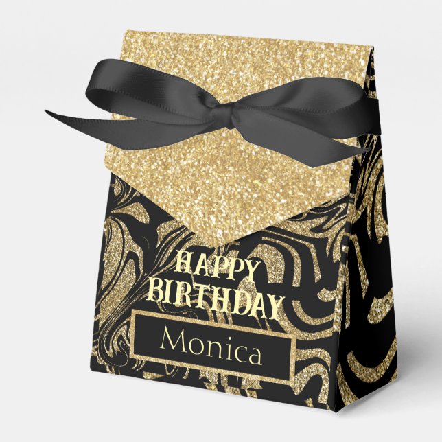 Happy Birthday Gold Glitter sparkle custom Geschenkschachtel (Vorderseite)