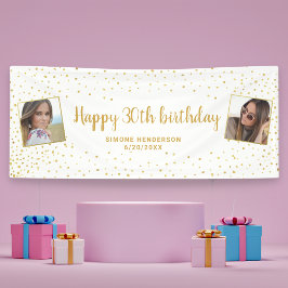 Happy Birthday Gold Glitzer 2 Fotos Jegliche Alter Banner