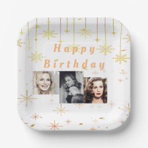 Happy Birthday Gold Glitzer alle Jahre Pappteller