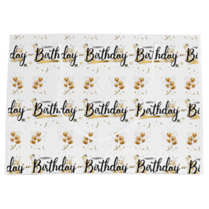 Happy Birthday Gold Große Geschenktasche Geschenktüte