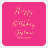 Happy Birthday Gold Hot Pink Individuelle Name Col