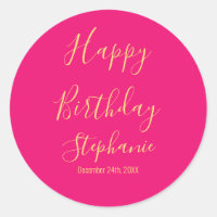 Happy Birthday Gold Hot Pink Individuelle Name Col