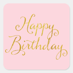 Happy Birthday Gold Imitats Glitzer Metallische Se Quadratischer Aufkleber