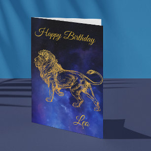 Happy Birthday Gold Leo Zodiac Horoskop Nebula Karte