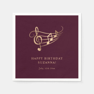 Happy Birthday Gold Musiknotens Elegant Serviette