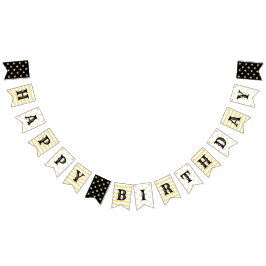 Happy Birthday Gold Schwarz Modernes Elegantes Dek Wimpelkette