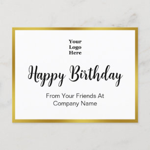 Happy Birthday Gold und White Elegante Business Postkarte