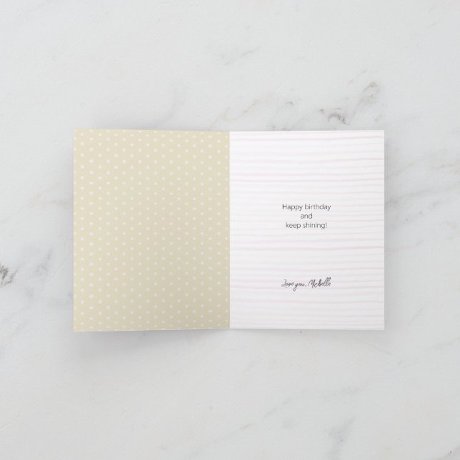 Happy Birthday Golden Glitzer Individuelle Name (Innenseite)