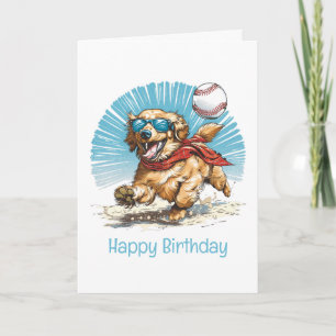 Happy Birthday Golden Retriever Baseball spielen Karte