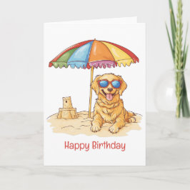 Happy Birthday Golden Retriever Beach Hund Karte