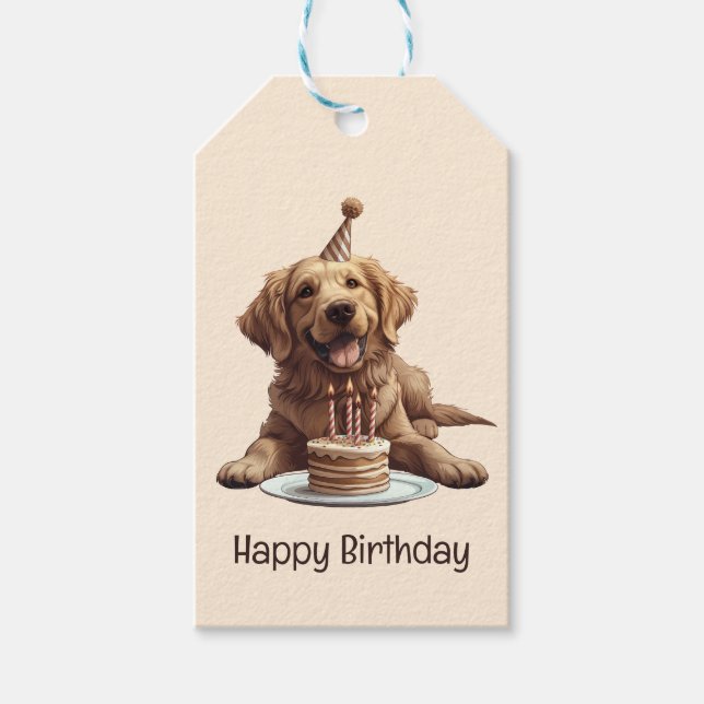 Happy Birthday Golden Retriever Dog Geschenkanhänger (Vorderseite)