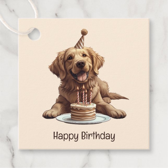 Happy Birthday Golden Retriever Dog Geschenkanhänger (Vorderseite)