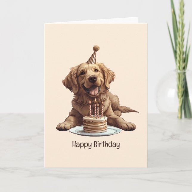 Happy Birthday Golden Retriever Dog Karte (Vorderseite)