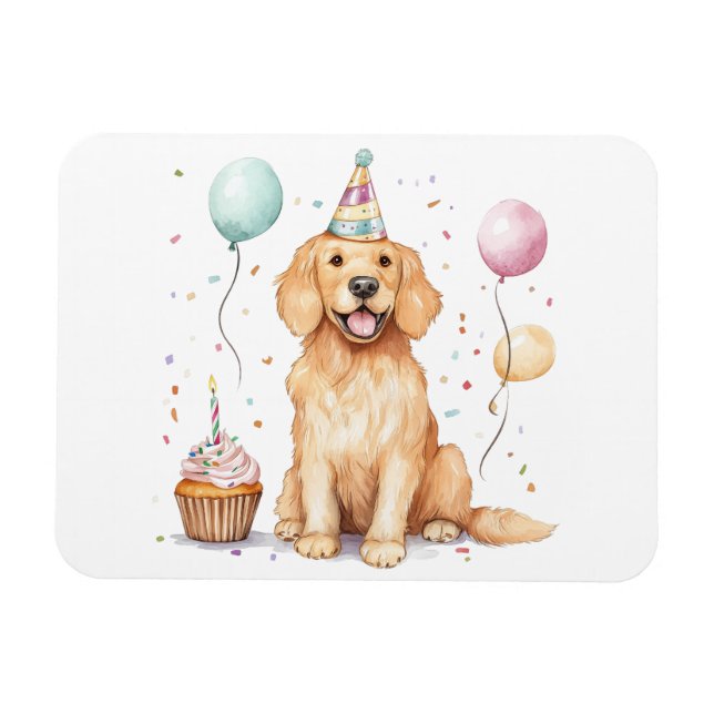 Happy Birthday Golden Retriever Dog Magnet (Horizontal)