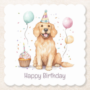 Happy Birthday Golden Retriever Dog Untersetzer