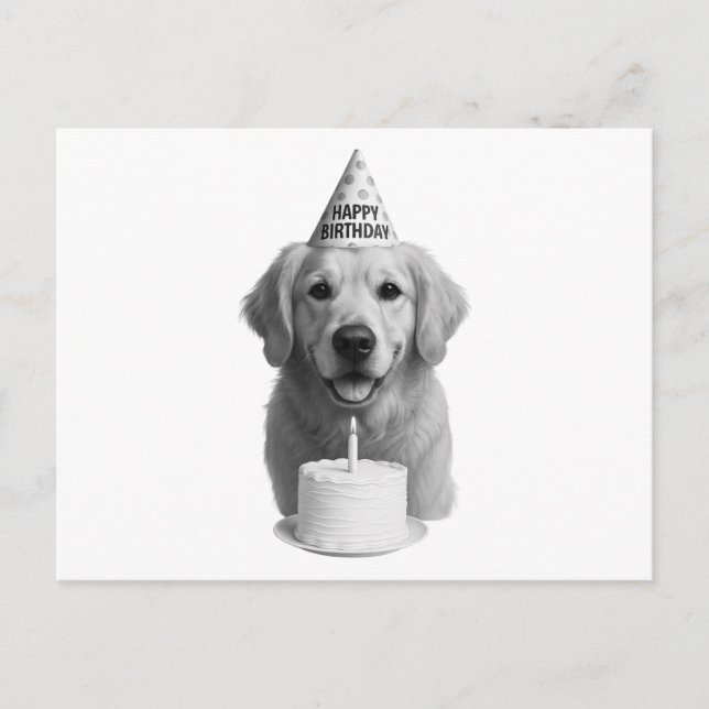 Happy Birthday Golden Retriever Feiertagspostkarte (Vorderseite)