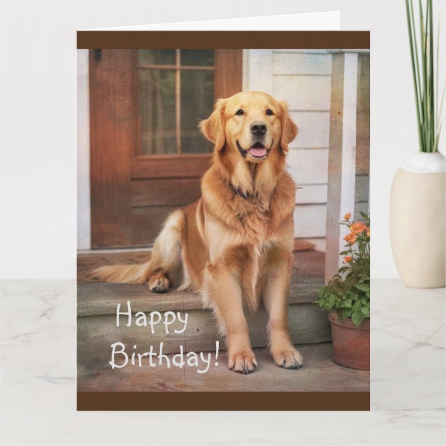 Happy Birthday Golden Retriever Grußkarte Karte (Vorderseite)