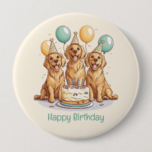 Happy Birthday Golden Retriever Hunde Button