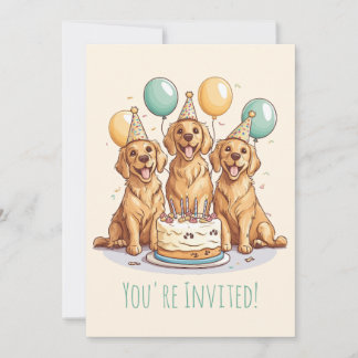 Happy Birthday Golden Retriever Hunde Einladung