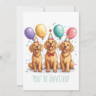 Happy Birthday Golden Retriever Hunde Einladung