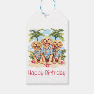 Happy Birthday Golden Retriever Hunde Hawaiian Geschenkanhänger