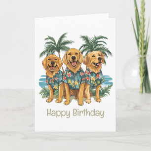 Happy Birthday Golden Retriever Hunde Hawaiian Karte