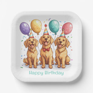 Happy Birthday Golden Retriever Hunde Pappteller