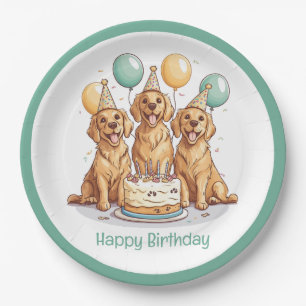 Happy Birthday Golden Retriever Hunde Pappteller