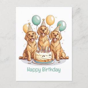 Happy Birthday Golden Retriever Hunde Postkarte