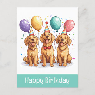 Happy Birthday Golden Retriever Hunde Postkarte
