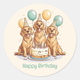 Happy Birthday Golden Retriever Hunde Runder Aufkleber