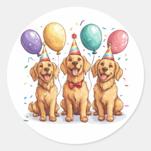 Happy Birthday Golden Retriever Hunde Runder Aufkleber