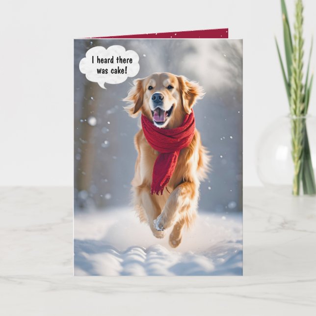 Happy Birthday Golden Retriever in Snow Karte (Vorderseite)