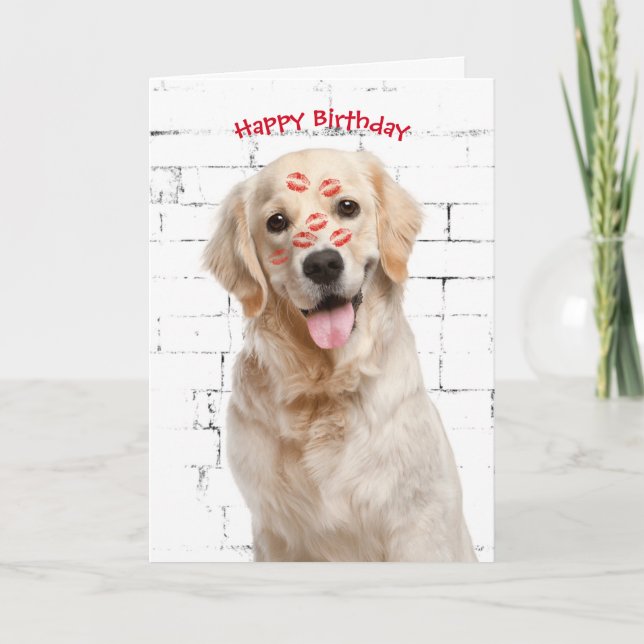 Happy Birthday Golden Retriever Karte (Vorderseite)