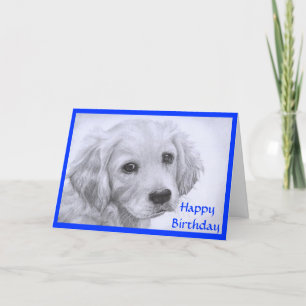 Happy Birthday Golden Retriever Puppy Card Karte