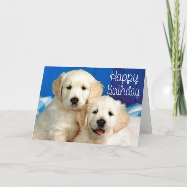 Happy Birthday Golden Retriever Puppy Dog Karte (Vorderseite)