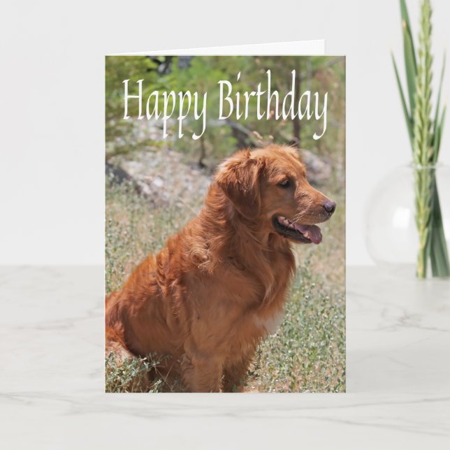 Happy Birthday Golden Retriever Puppy Dog Karte (Vorderseite)