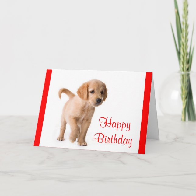 Happy Birthday Golden Retriever Puppy Hund Card Karte (Vorderseite)