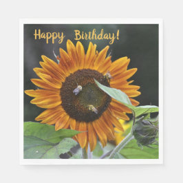 Happy Birthday Golden Sunflower Serviette