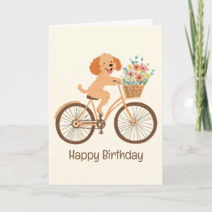 Happy Birthday Goldendoodle Dog Biking Spring Karte