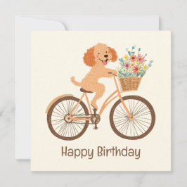 Happy Birthday Goldendoodle Dog Biking Spring Karte