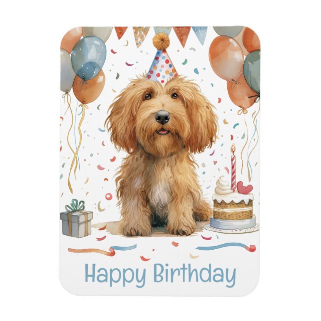 Happy Birthday Goldendoodle Dog Magnet (Vertikal)