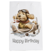 Happy Birthday Goldendoodle Dog Pilot Airplane