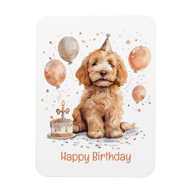 Happy Birthday Goldendoodle Hund Birthday Cake Magnet (Vertikal)