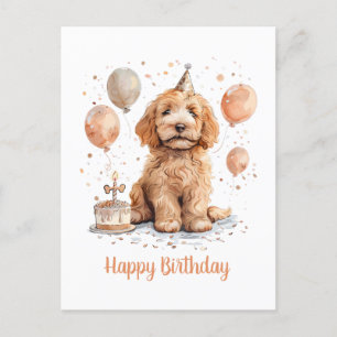 Happy Birthday Goldendoodle Hund Birthday Cake Postkarte