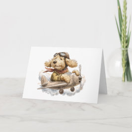 Happy Birthday Goldendoodle Hund Pilot Flugzeug Karte