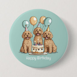 Happy Birthday Goldendoodle Hunde Button