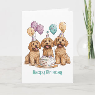Happy Birthday Goldendoodle Hunde Geburtstagstorte Karte