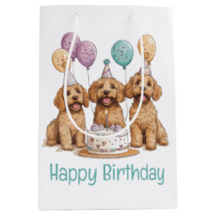 Happy Birthday Goldendoodle Hunde Geburtstagstorte Mittlere Geschenktüte
